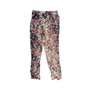 H&M Patterned Pants Elastic Waist Pleated Pockets Size 10